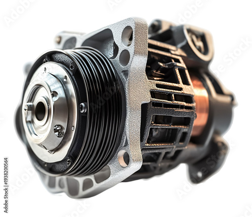 Alternator Isolated on White Background - Reliable Alternator for Car Electrical System