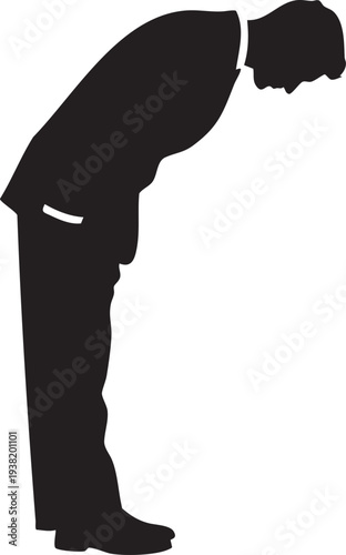 Formal Deep Bow Figure Bent 90 Degrees L Shape Silhouettes