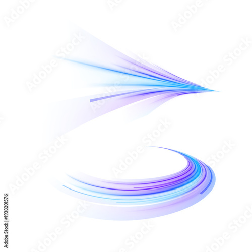 Abstract blue light waves swirl with glowing motion. Smooth curves create the illusion of fast digital flow. Bright neon trails form a futuristic energy background.