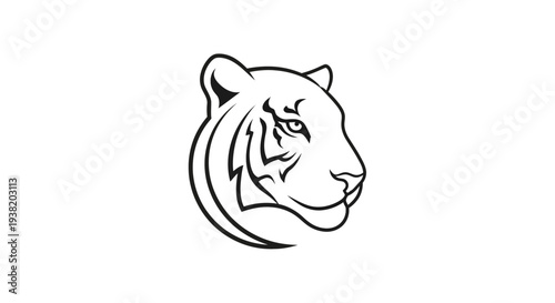 Black and white tiger head illustration.