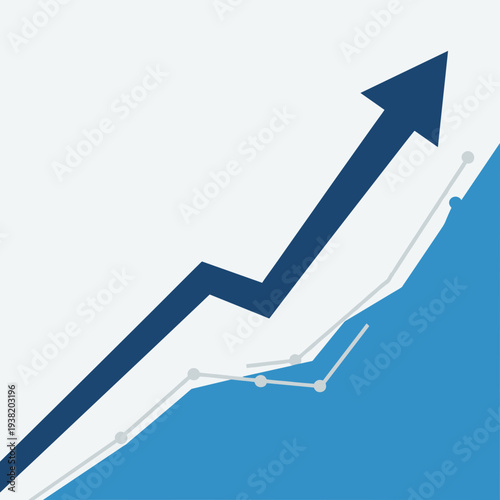 Wallpaper Mural A graphic illustration depicting a strong upward trend with a large blue arrow and a rising line graph, symbolizing growth, success, and positive progress. Torontodigital.ca