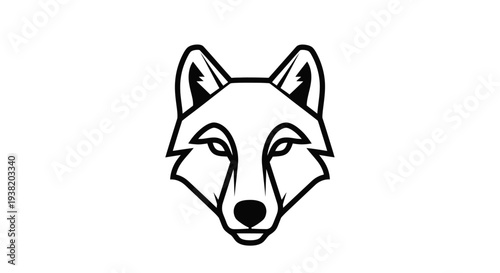 Black and White Wolf Head Illustration.