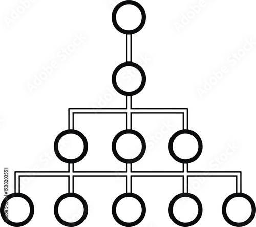 Tableau sur toile Corporate organizational hierarchy chart vector featuring structured node network tree diagram for business management workflow and data architecture