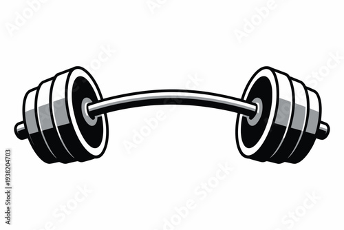 curved barbell weight or dumbbell gym bodybuilding or sport design, vector illustration for fitness equipment, strength training, and workout icons, decorative emblem for rank title award certificate.