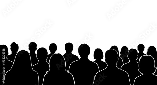 Silhouetted Crowd of People Standing Together.