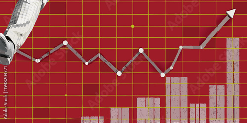 Airplane pulling a rising graph symbolizing economic growth and recovery