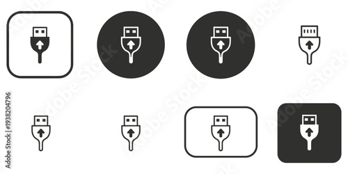 USB Connector Icons in Various Styles and Shapes vector