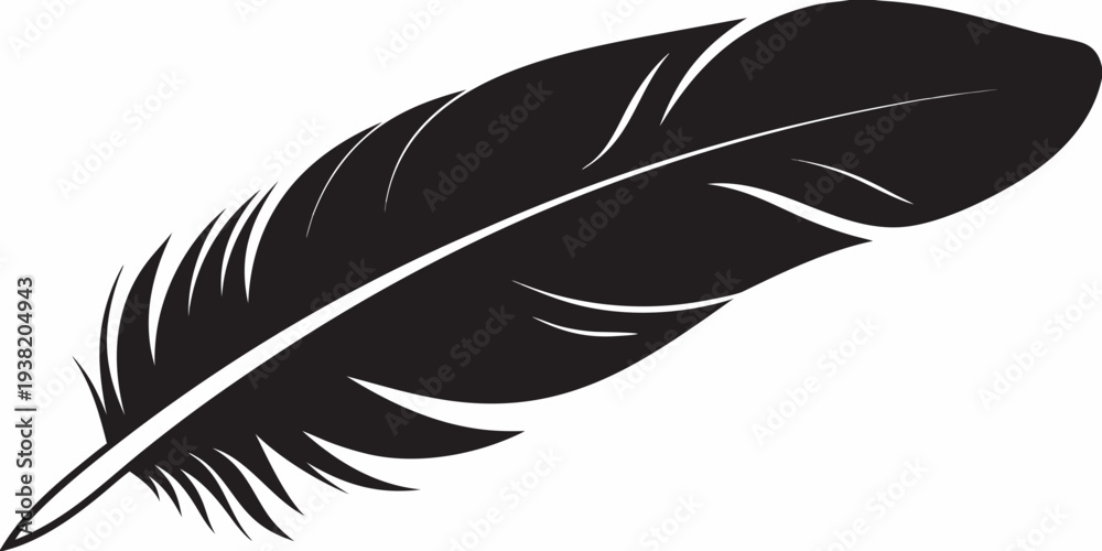 Fototapeta premium A striking black and white illustration of a single bird feather
