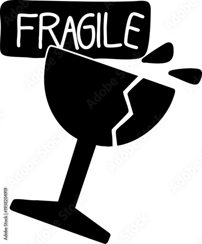 Fragile Package Icon - Handle With Care Shipping Symbol Filled