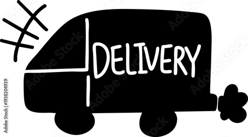 Delivery Truck Icon - Fast Shipping Logistics Transport Symbol Filled