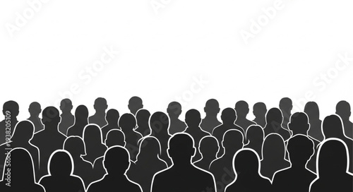 Silhouetted Crowd of People Standing Together.