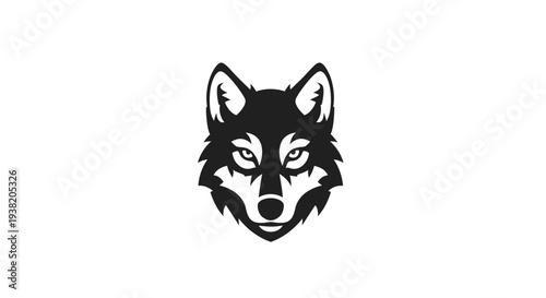 Black and White Wolf Head Illustration.