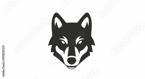 Black and white wolf head logo.