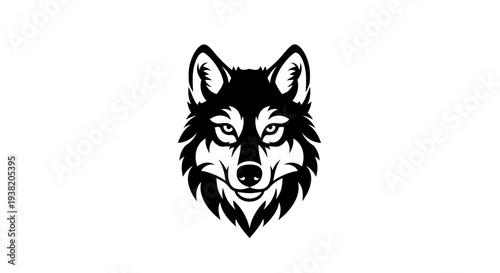 Black and white wolf head portrait.