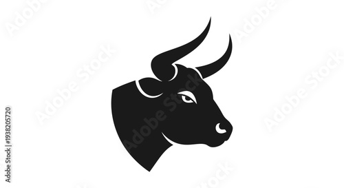 Black bull head with horns profile.