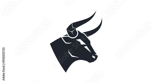 Black bull head with horns profile.