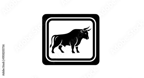 Black bull logo with horns.