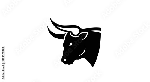 Black Bull Silhouette Graphic Illustration.