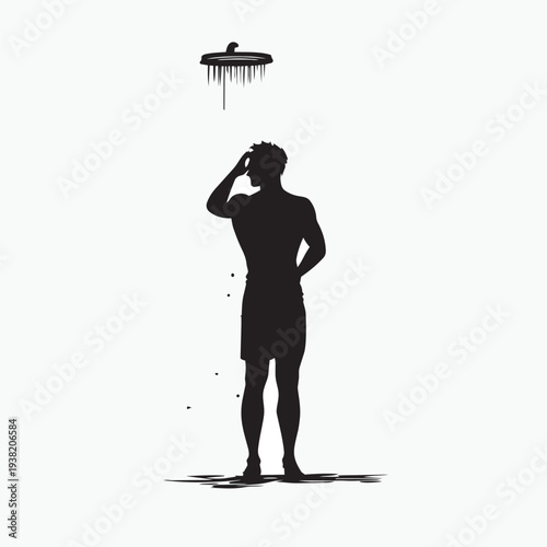 silhouette of a man taking a shower