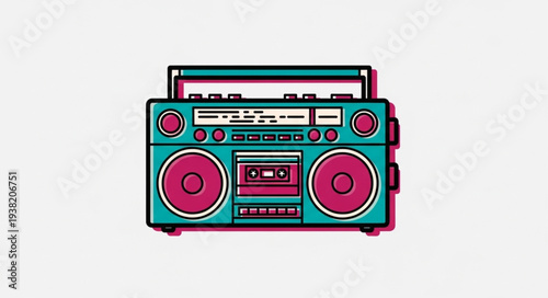 Vintage Style Retro Boombox with Cassette Tape.