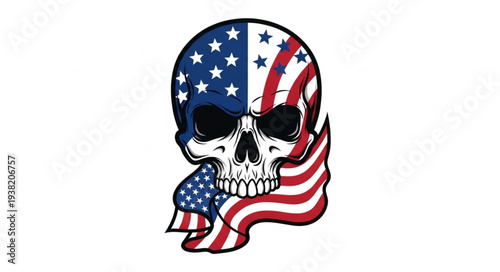 American flag wrapped around a skull symbolizing patriotism and rebellion.