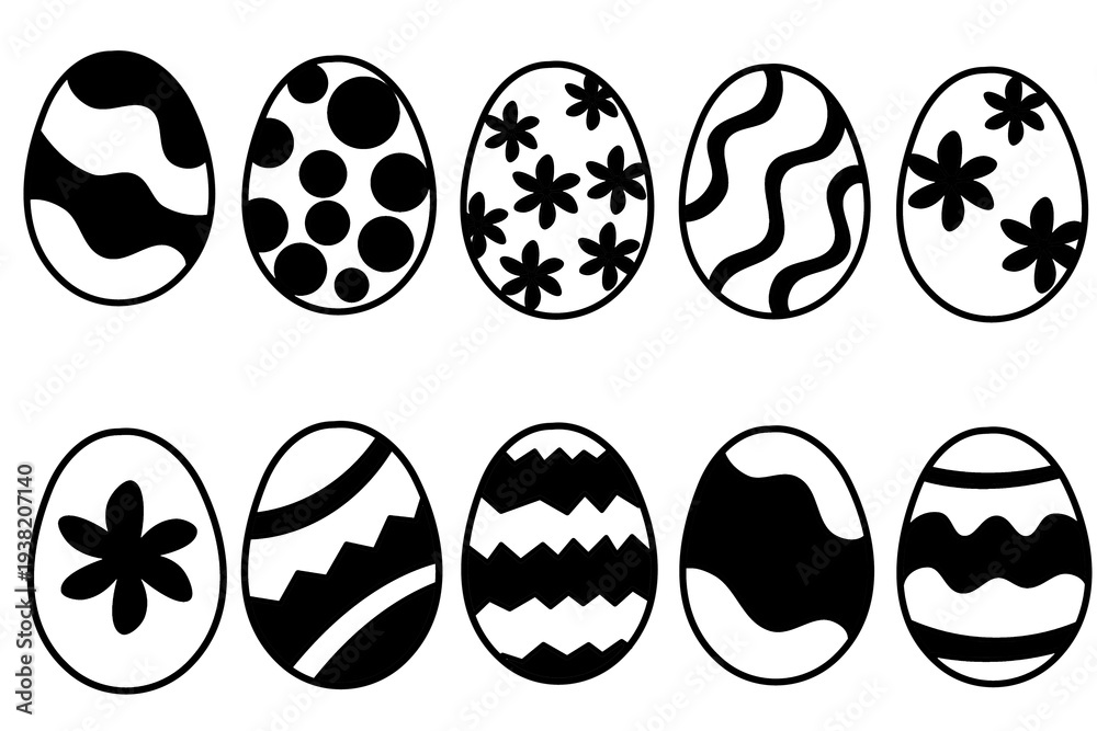 Fototapeta premium Set of Decorative Easter Eggs Silhouette Collection