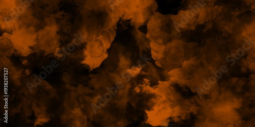 Abstract smoke in dark background. smoke vapes. Cloudscape atmosphere Brush effect. Dramatic and energetic design for action, adventure, danger clouds Template for website orange background, vector.	