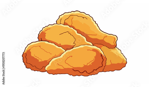 Delicious Golden Crispy Fried Chicken Food Vector Illustration