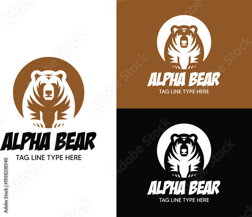 Alpha Bear logo Design, Animal Logo Design