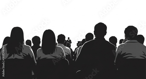 Silhouetted People in Audience Setting.