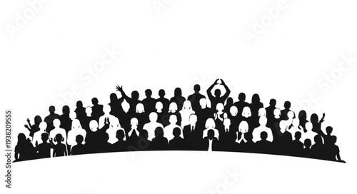 Silhouetted Crowd Standing Together United.