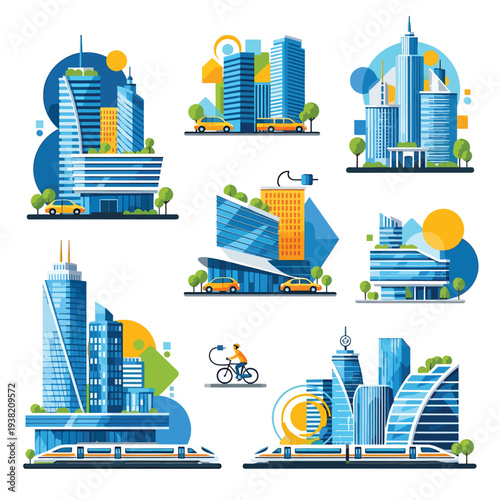 Modern City Skyscrapers Set