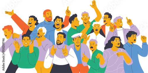 Diverse group of people celebrating together in a joyful vector illustration