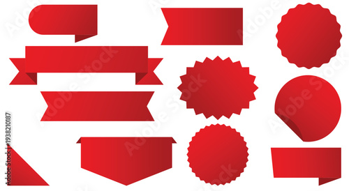 Label collection set. Sale tags. Discount red ribbons, banners and icons. Shopping Tags. Sale icons. Vector illustration.
