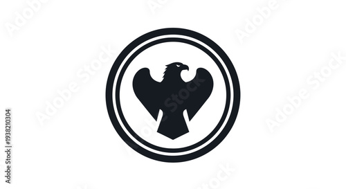 Black eagle logo with wings spread.
