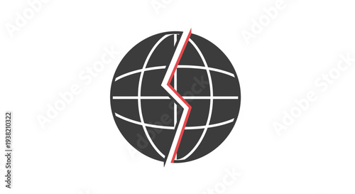 Black globe with red lightning bolt.