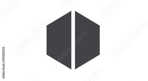 Black hexagon shape with line.