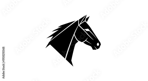 Black Horse Head Silhouette Graphic Illustration.