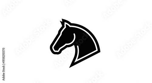 Black Horse Head Silhouette Icon Logo.