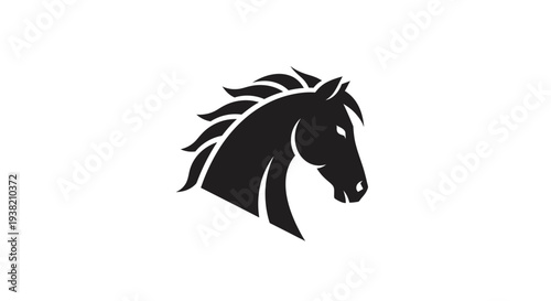 Black Horse Head Silhouette Logo Design.
