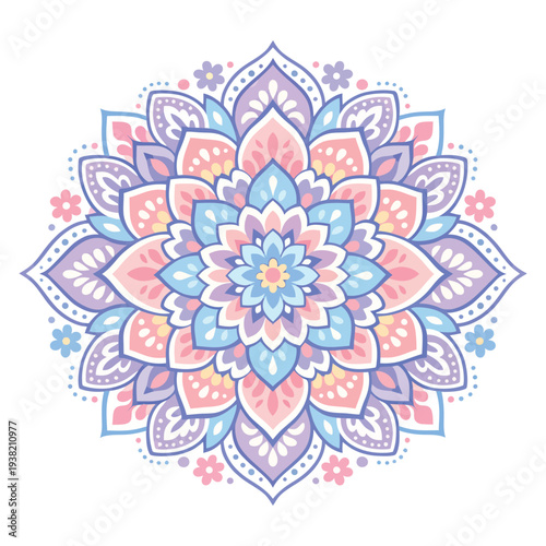 Colorful Pastel Floral Mandala Illustration