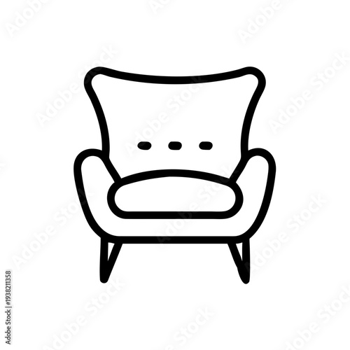 Armchair line icon comfortable living room furniture illustration isolated on white background