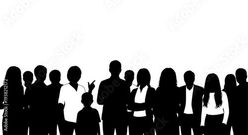 Silhouetted People Standing Together.