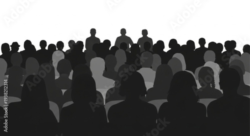 Silhouetted People in Meeting Room.