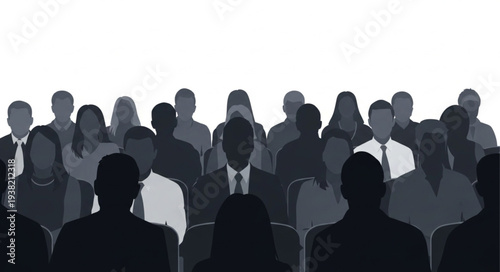 Silhouetted People in Meeting Room.