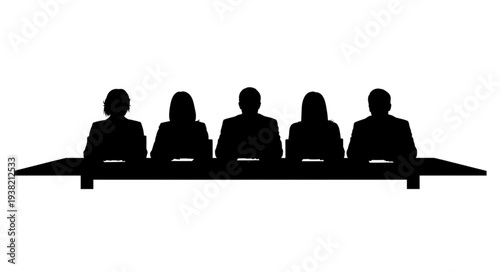 Silhouetted People Sitting at Table.