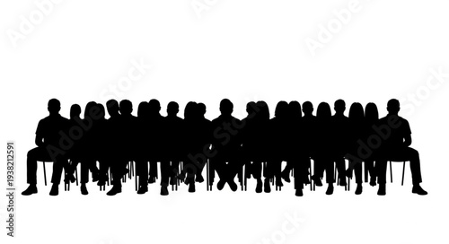 Silhouetted People Sitting in a Row.