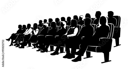 Silhouetted People Sitting in a Row.