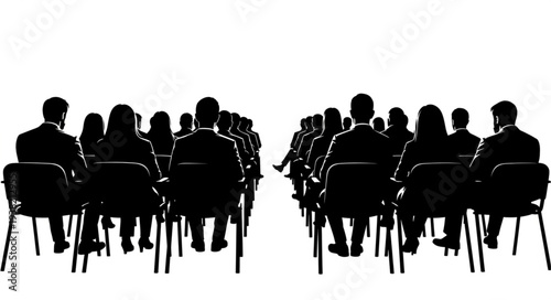 Silhouetted People Sitting in Meeting.