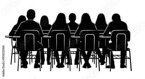Silhouetted People Sitting in Classroom.